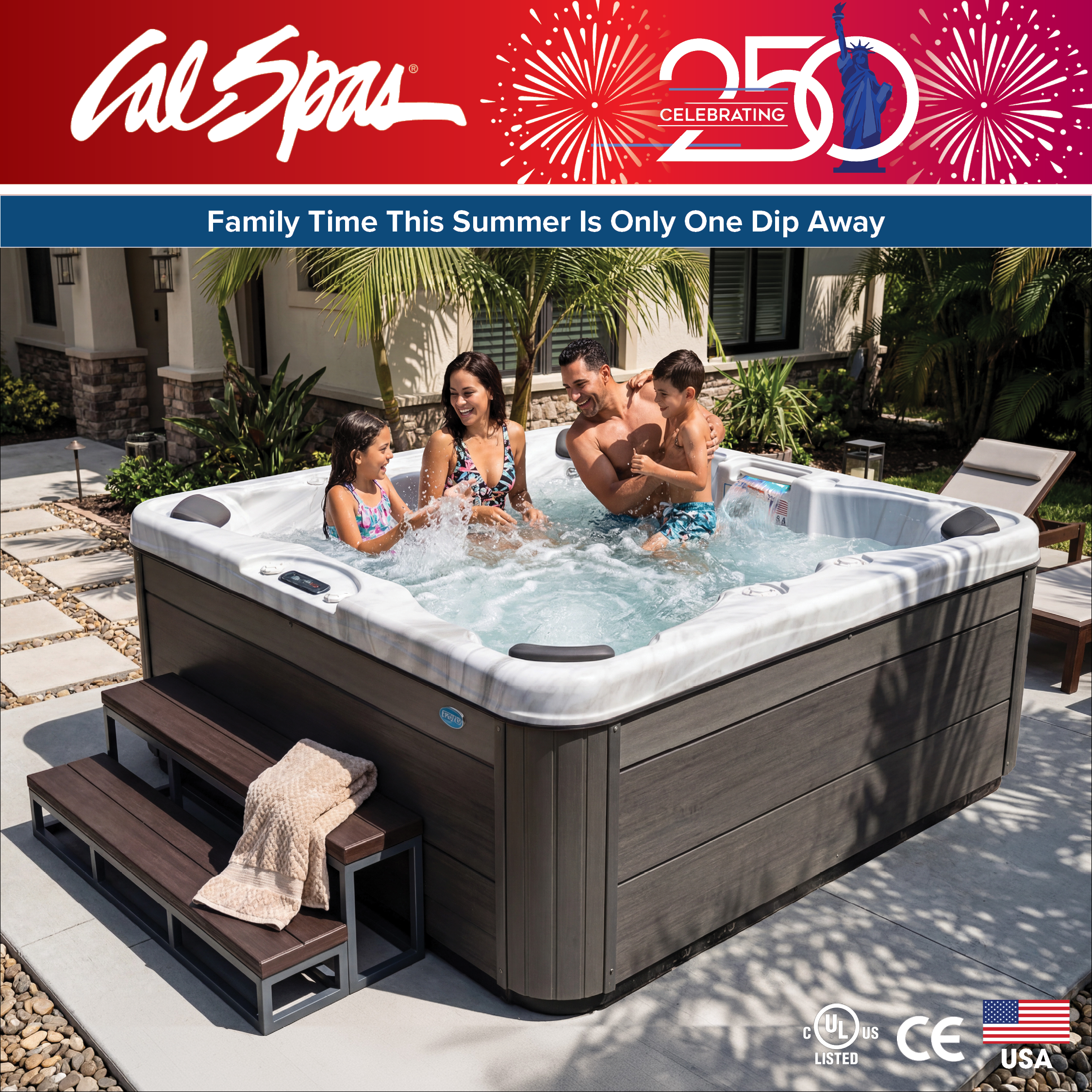 Calspas hot tub being used in a family setting - Gilbert